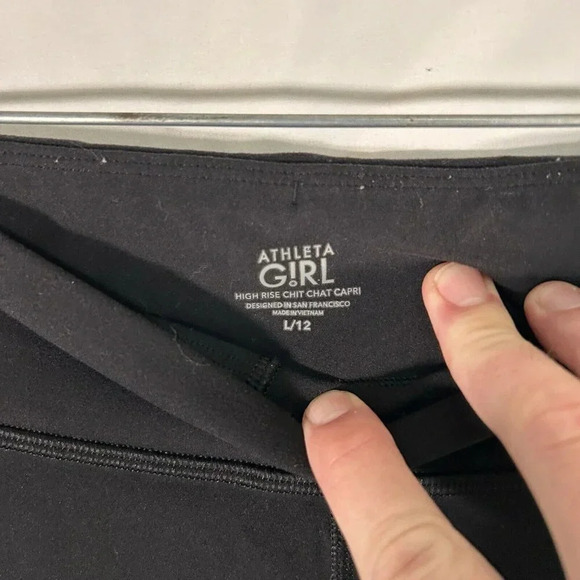 Athleta Girl Leggings Girls Large Solid Black Pull On Stretchy Drawstring - Picture 4 of 6